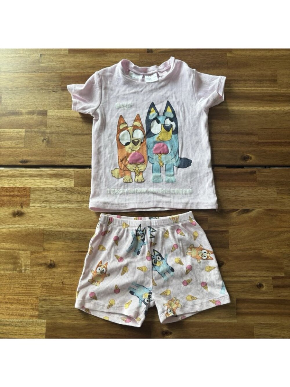 Zara Bluey Bingo Matching Set Ribbed Shorts & Top Size 4 Yr Disney Pink Icecream - Picture 15 of 16